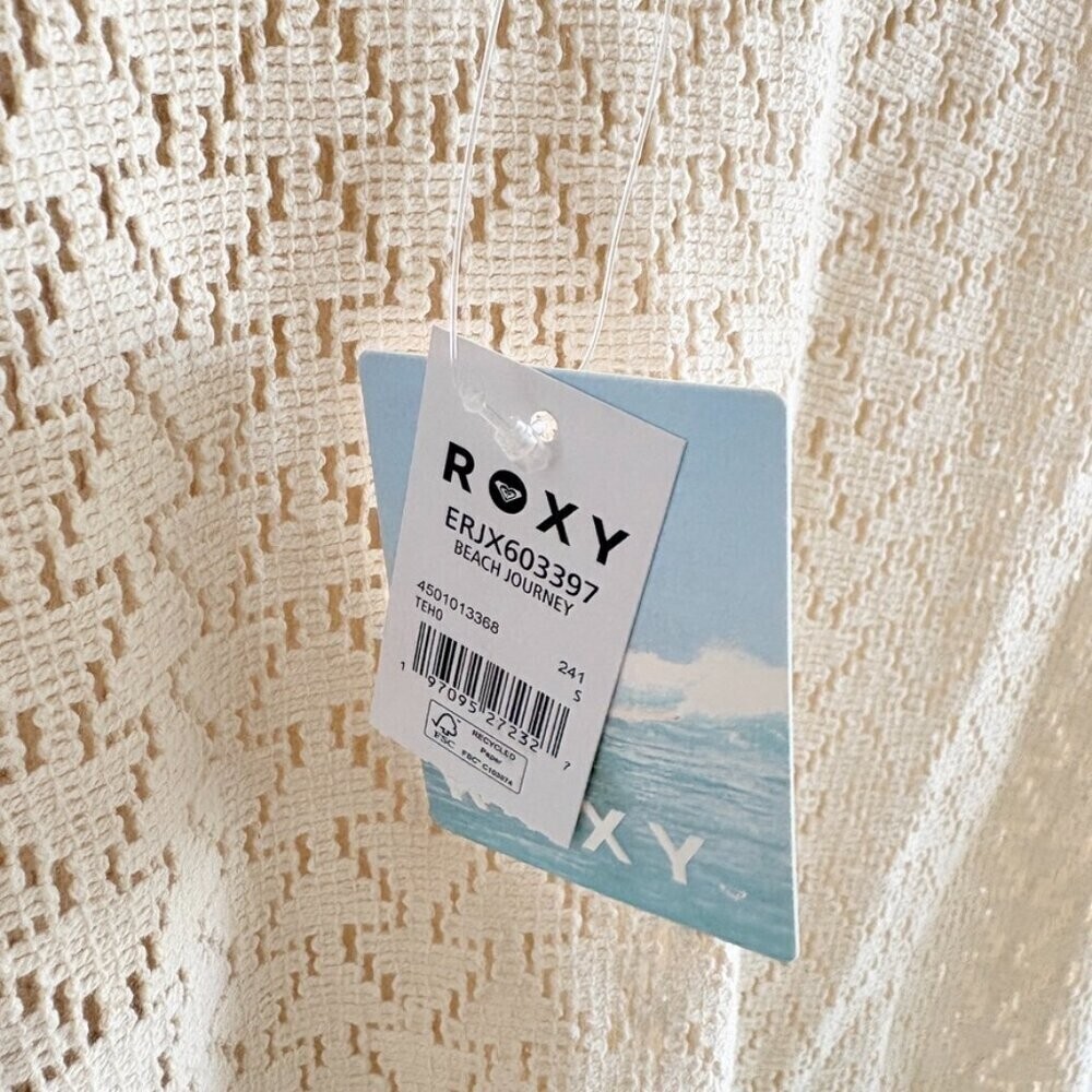 Roxy Beach Journey Knit Crochet Dress NWT Cream Size Small - Picture 12 of 13